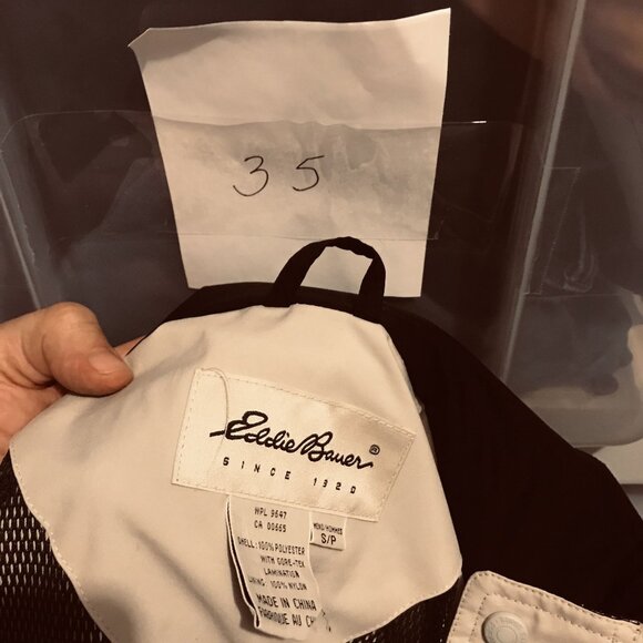 Eddie Bauer Gore-Tex Hooded Soft Shell Tan Mid-Length Coat Mens S - Picture 14 of 14